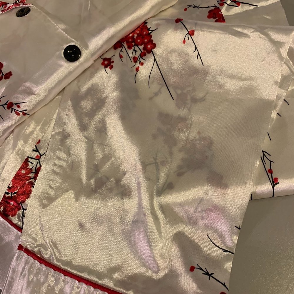 White Floral Satin PJ's Pyjama Set - Picture 8 of 8